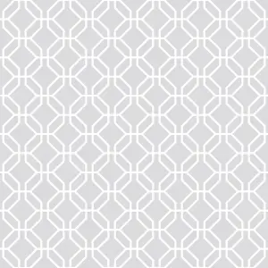 Galerie Secret Garden Grey/White Octogonal Trellis Wallpaper Roll