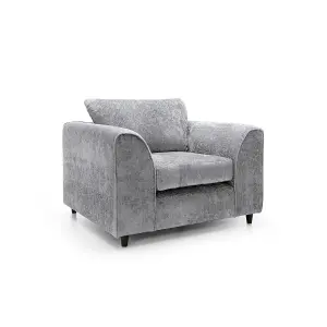 Harriet Crushed Chenille Armchair Chair in Light Grey