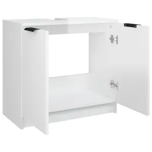 Berkfield Bathroom Cabinet High Gloss White 64.5x33.5x59cm Engineered Wood