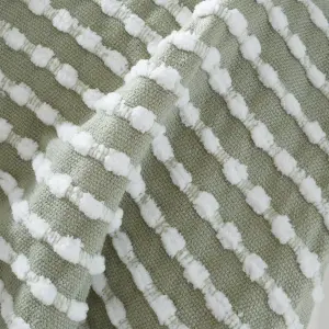 Catherine Lansfield Stab Stitch Embellished 125x150 cm Blanket Throw Sage Green