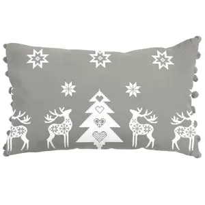 Fern Geometric Rectangular Throw Cushion Silver/Grey