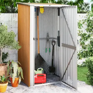 Eas Garden Shed Galvanised Steel Storage Shed Tool Organiser Brown