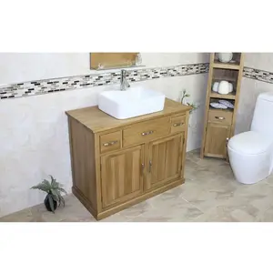 Frederick Solid Oak 1000mm Free-Standing Vanity Unit with Basin & Faucet