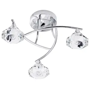 Litecraft Edvin Chrome 3 Arm Bathroom Semi-Flush Ceiling Light