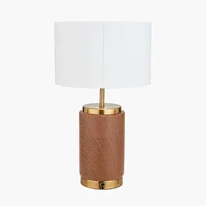 Wood Effect Ceramic Table Lamp with Shade