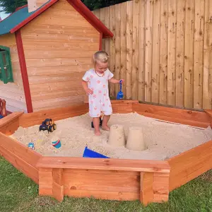 Sandpit - Octagonal - 20cm Deep with included Underlay and Rain Cover - Wooden Sandbox