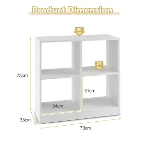 Costway 4-Cube Wooden Bookcase 2-tier Open Back Bookshelf Modern Display Shelf