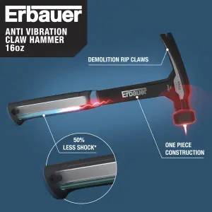 Erbauer Carbon steel Claw Hammer 16oz E_HM01