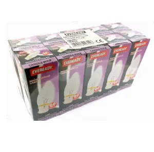 10 x Eveready 60W SBC Clear Candle Light Bulbs