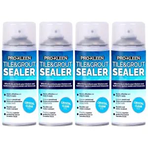 Pro-Kleen Tile & Grout Sealer 400ml x4- Waterproof Protection Against Mould, Mildew & Limescale - Seals & Protects