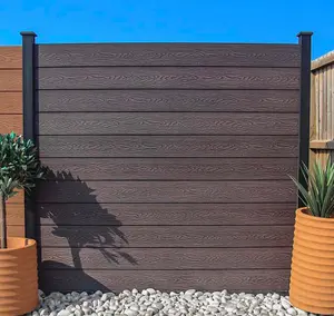 Nustone Composite Fencing 3D Embossed, Arden Woodgrain with All Fittings and Fixtures 183CM x 183CM (6ftx6ft) - Walnut 5 Panels