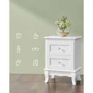 Yarmouth 2 Drawer Bedside Table (Set of 2) White