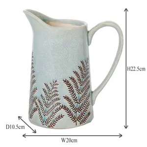 Sky Blue Fern Hallway Room Christmas Table Decor Pitcher Jug Flower Vase