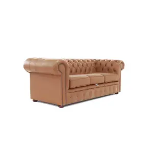 Chesterfield 3 Seater Shelly Saddle Real Leather Sofa Bespoke In Classic Style