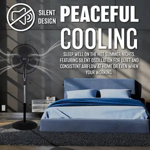 New 16" Oscillating Stand Fan Desk Pedestal Standing Electric Cooling