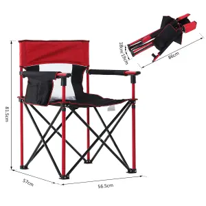 Outsunny Outdoor Folding Fishing Camping Chair w/Cup Holder,Pocket,Backrest Red