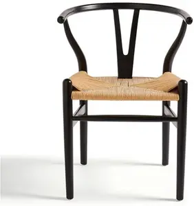 Dunelm Lara Wishbone Dining Chair, Beech Wood, Mid Century, Lara Black/Natural, Beech Wood/Wood