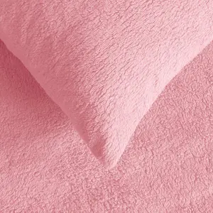 Teddy Fleece Pillowcase Cover Bedding Set 2 x Thermal, 50 x 75cm -  Pink