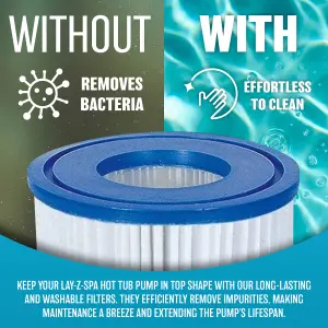 Bestway Lay-Z-Spa Hot Tub Filter Cartridge VI for All Lay-Z-Spa Models - 6 x Twin Pack (12 Filters)