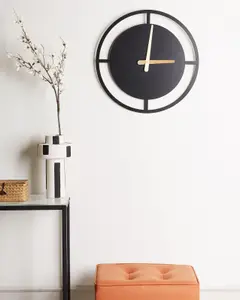 Beliani Modern Wall Clock TRIENT Metal Black