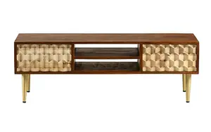 Edison Large Plasma TV Stand - Solid Mango Wood - L40 x W140 x H45 cm