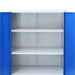 Berkfield Office Cabinet Metal 90x40x180 cm Grey and Blue