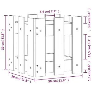 Berkfield Garden Planter with Fence Design White 30x30x30 cm Solid Wood Pine