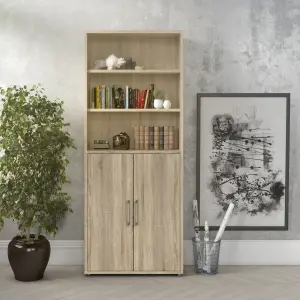 Prima Bookcase 5 Shelves with 2 Doors in Oak