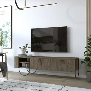 Decortie Norfolk Modern TV Unit Multimedia Centre Dark Coffee with Storage TV Cabinet 151cm