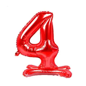 Realmax Standing Number 4 Foil Balloon Red (One Size)