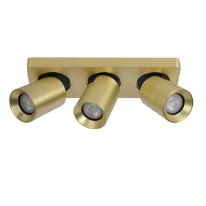 Lucide Nigel Modern Ceiling Spotlight Bar - LED Dim to warm - GU10 - 3x5W 2200K/3000K - Matt Gold, Brass