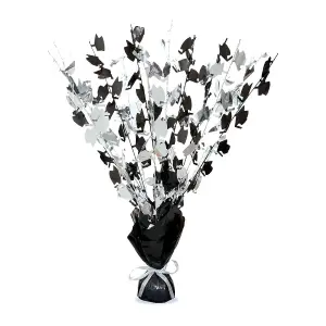 Unique Party Glitz Graduation Balloon Weight Centrepiece Black/Silver (One Size)