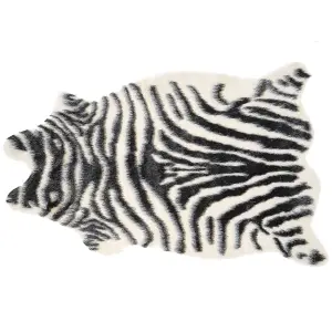 Beliani Modern Zebra Print Rug Black NAMBUNG