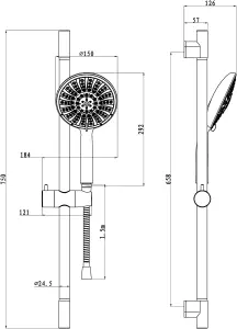 GoodHome Imelda Chrome effect 5-spray pattern Shower riser rail kit