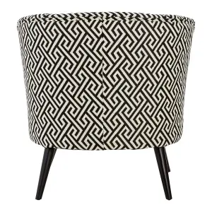 Interiors by Premier Round Black and White Round Armchair, Accent Chair for Living Room, Accent Lounge Chair for Home