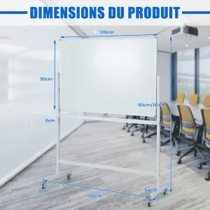 Costway Double Sided Magnetic Whiteboard Adjustable Mobile Revolving Board with Magnets