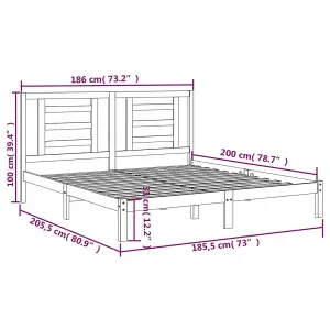 Berkfield Bed Frame Solid Wood 180x200 cm 6FT Super King Size