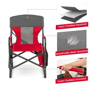 Costway Camping Directors Chair Portable Folding Camp Chair with Side Table & Cooler Bag