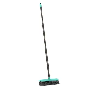 JVL Lightweight Outdoor Hard Bristle Sweeping Brush Broom, Grey/Turquoise