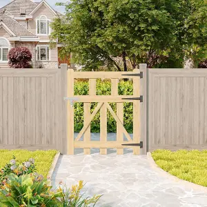 Outdoor Wooden Garden Gate Fence with Door Latch 76cm W x 90cm H