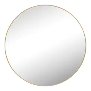 Round Metal Accent Wall Mirror Gold / 80cm H x 80cm W