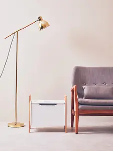 Interiors by Premier Shiny Brass Adjustable Floor Lamp, Convenient Office Lamp, Space-Saver Lamp, Rotating Bedroom Lamp