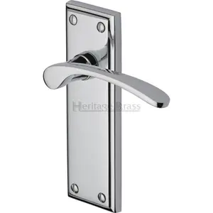 Heritage Brass Door Handle Lever Latch Hilton Design (Set of 2) Polished Chrome