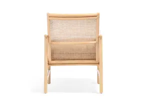 Borneo Rattan Accent Chair Indoor Natural with Boucle Cushion