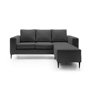 Capri Reversible Corner Sofa in Black