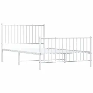 Berkfield Metal Bed Frame with Headboard and Footboard White 107x203 cm