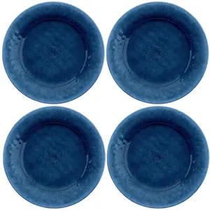 Purely Home Potters Reactive Glaze Indigo Melamine Dinner Plates - Set of 4