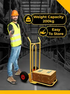 CGV380 Pneumatic Heavy Duty Folding and Fixed Toe Sack Truck with Pneumatic Wheels, 200kg Capacity