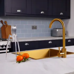 Flode Lillehammer Single Lever Kitchen Sink Mixer Tap with Swivel Spout Brushed Gold Finish