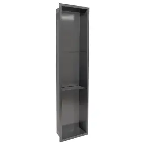 Thermopanel 304 Stainless Steel Recess Shower Niche Shelved - Noir Black (204x915x103mm)